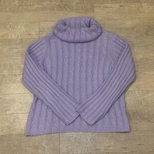 Axcess Liz Claiborne Rabbit Hair Purple Cable Knit Turtleneck Sweater Size L